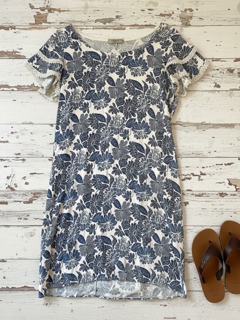 Luisa Perla Italian Linen Blend Sheath Sundress Medium